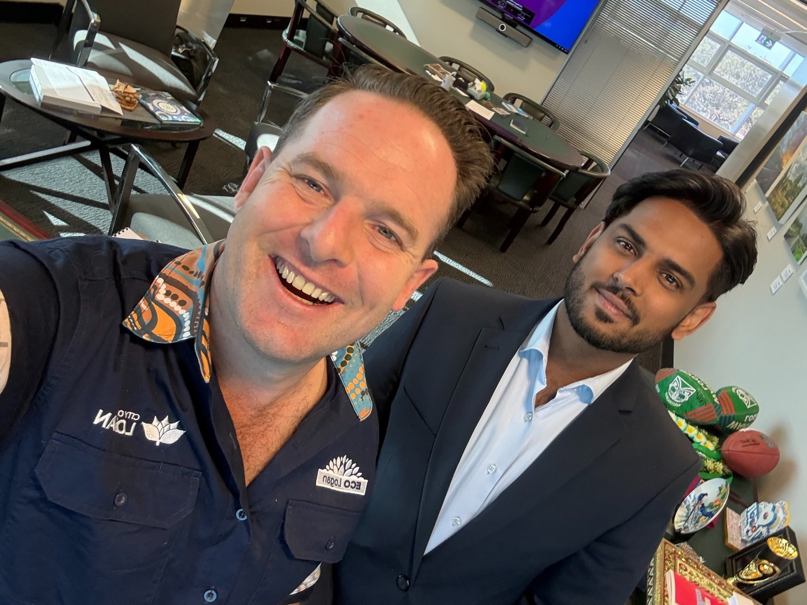 GP Singh with Logan City Mayor Jon Raven
